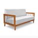 Sofá Namoradeira 2 Lugares Sala de Estar Pés Madeira Maciça Corda Náutica Preta 160cm Manila Linho Cinza Rústico G63 - Gran Belo