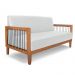 Sofá Namoradeira 2 Lugares Sala de Estar Pés Madeira Maciça Corda Náutica Preta 160cm Manila PU Branco G63 - Gran Belo