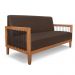 Sofá Namoradeira 2 Lugares Sala de Estar Pés Madeira Maciça Corda Náutica Preta 160cm Manila PU Marrom G63 - Gran Belo