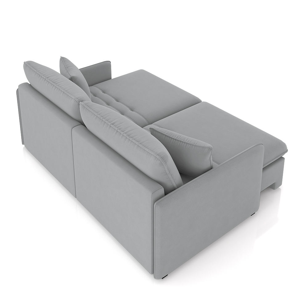 Sofá Reclinável e Retrátil Gandalf Bipartido 194cm Caixa Zero com Almofadas Veludo Cinza G33 - Gran Belo