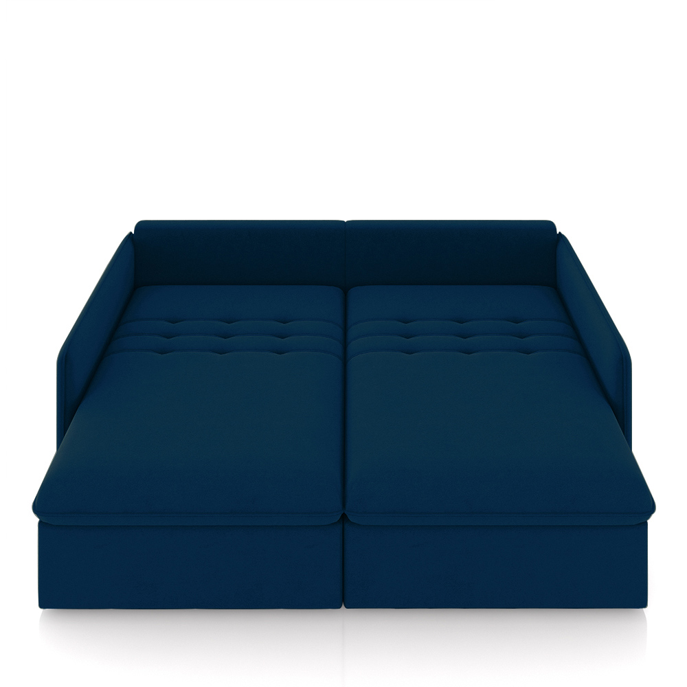 Sofá Reclinável e Retrátil Gandalf Bipartido 214cm Caixa Zero com Almofadas Veludo Azul G33 - Gran Belo