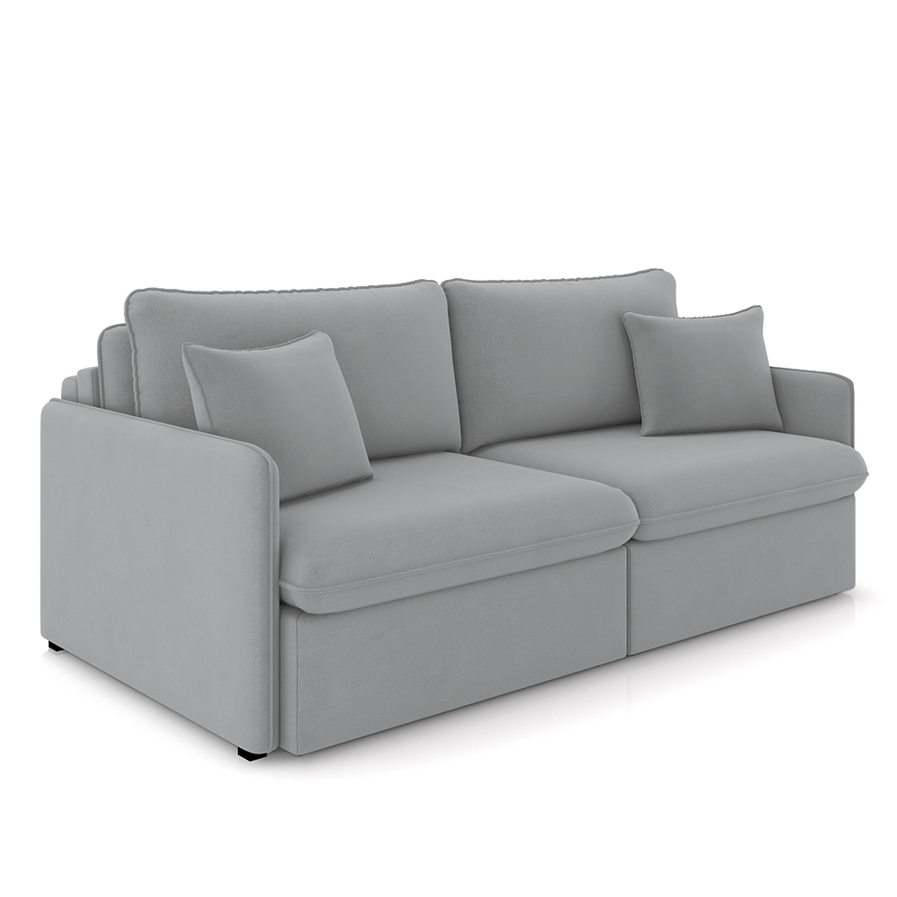Sofá Reclinável e Retrátil Gandalf Bipartido 214cm Caixa Zero com Almofadas Veludo Cinza G33 - Gran Belo