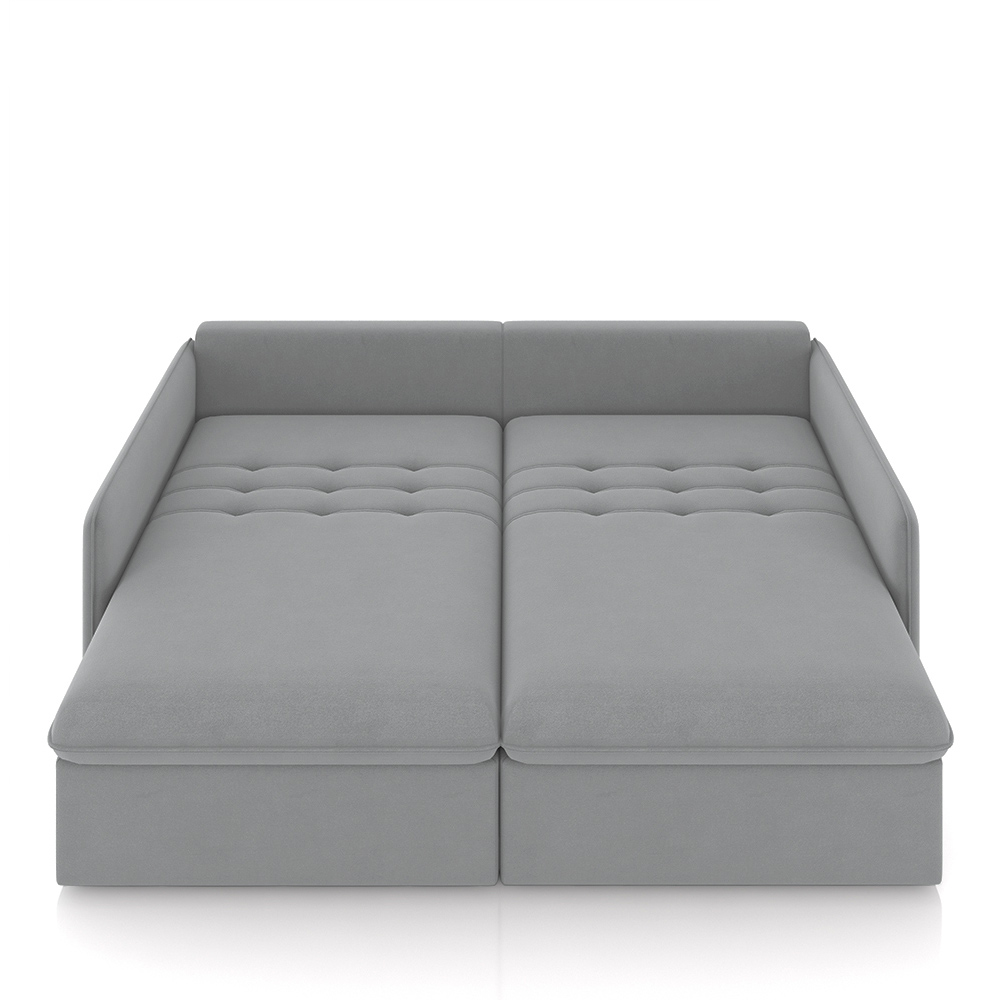 Sofá Reclinável e Retrátil Gandalf Bipartido 214cm Caixa Zero com Almofadas Veludo Cinza G33 - Gran Belo