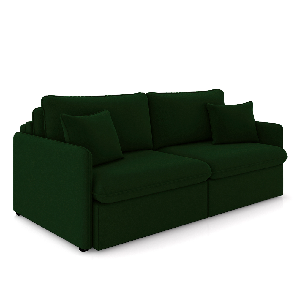 Sofá Reclinável e Retrátil Gandalf Bipartido 214cm Caixa Zero com Almofadas Veludo Verde G33 - Gran Belo