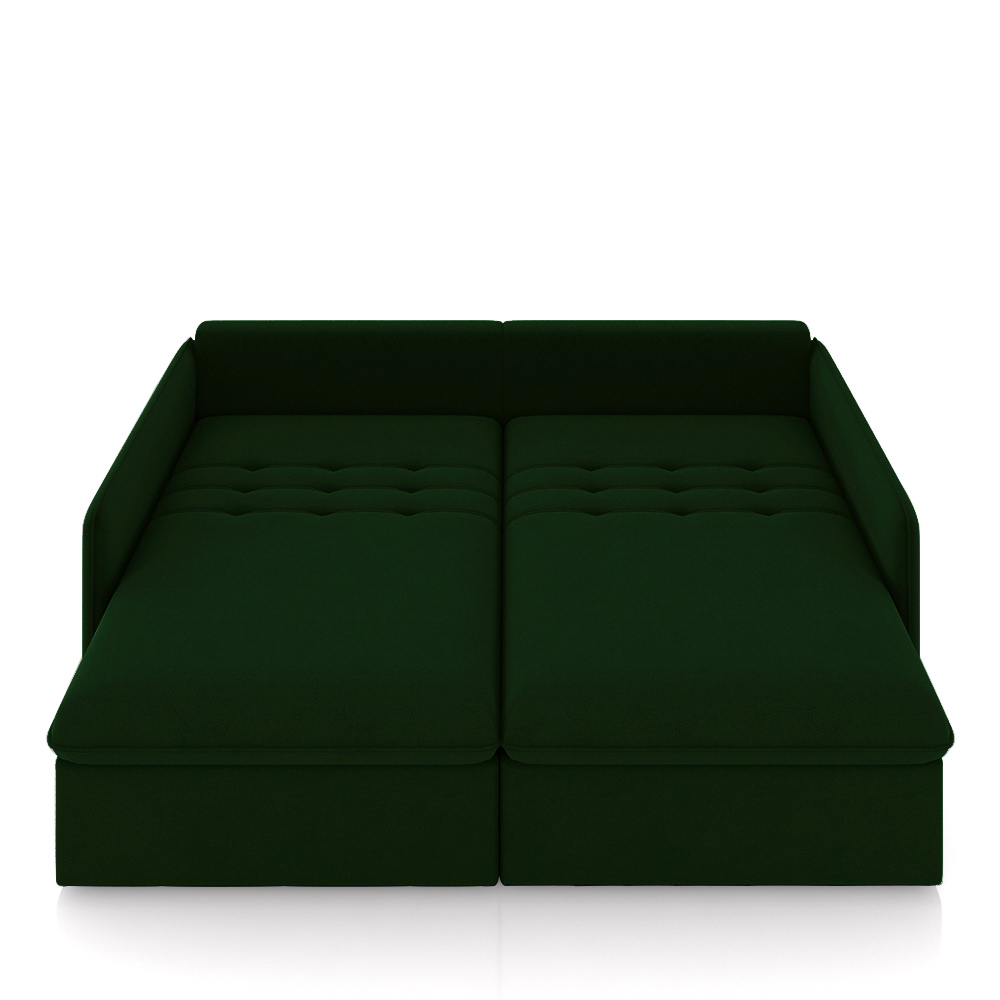Sofá Reclinável e Retrátil Gandalf Bipartido 214cm Caixa Zero com Almofadas Veludo Verde G33 - Gran Belo