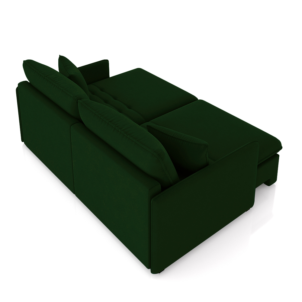 Sofá Reclinável e Retrátil Gandalf Bipartido 214cm Caixa Zero com Almofadas Veludo Verde G33 - Gran Belo