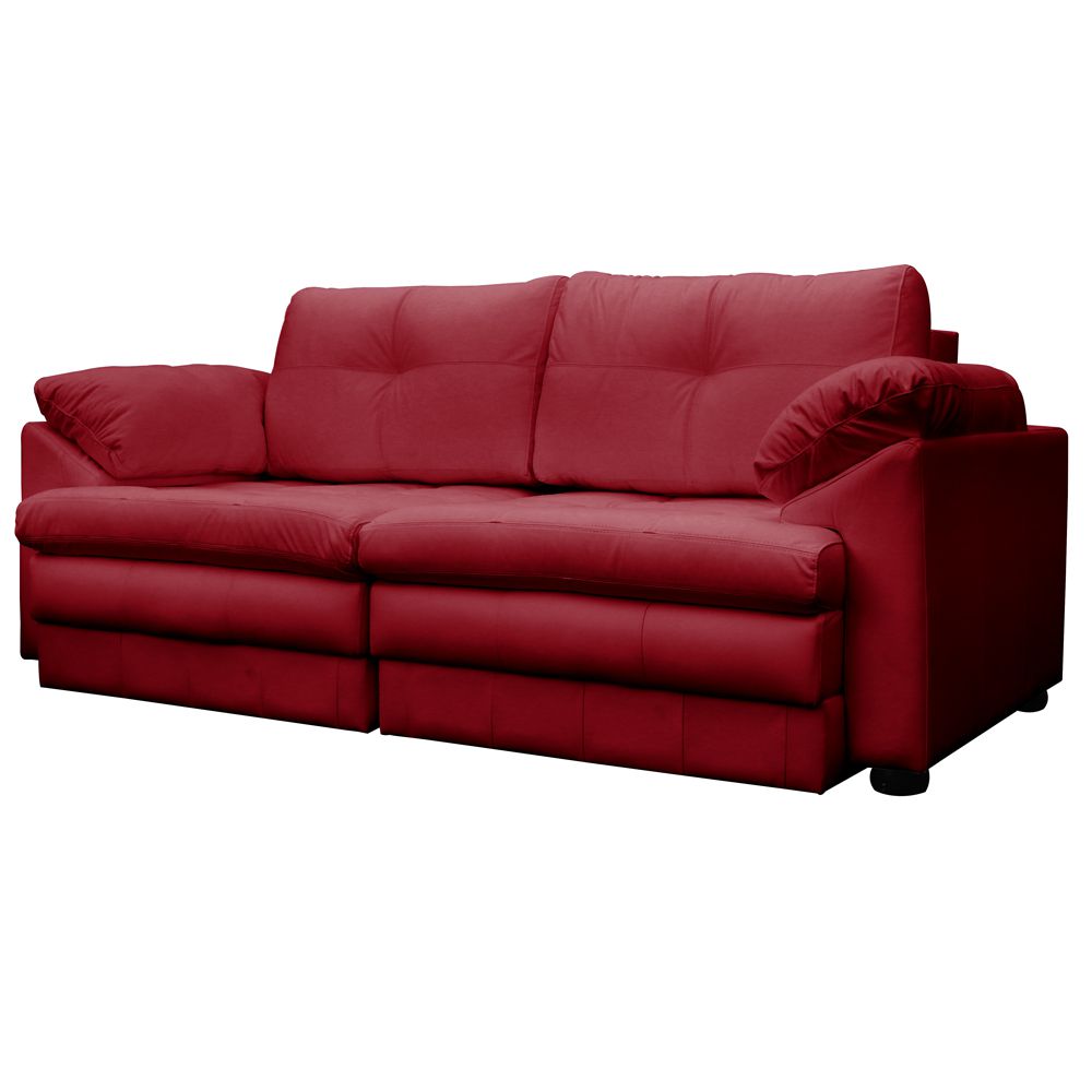 Sofá Retrátil 2 Lugares Bipartido Sala de Estar Piece 175cm Couro Vermelho G58 - Gran Belo
