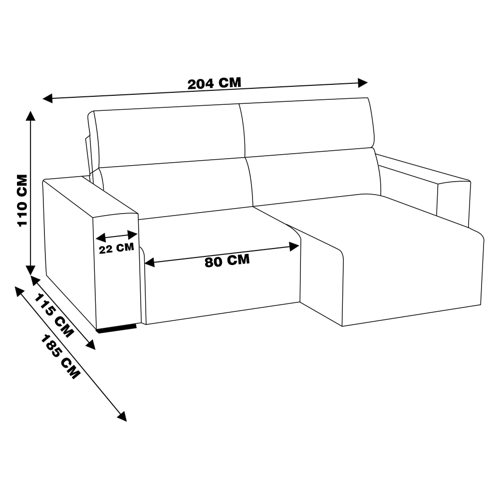 Sofá Retrátil 204cm Nero Couro Marrom G52 - Gran Belo