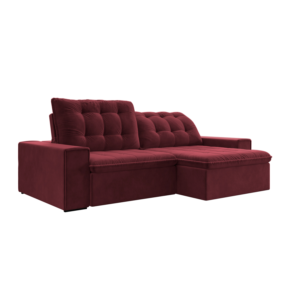 Sofá Retrátil 214 cm Sala de Estar Gabi Suede Bordô G52 - Gran Belo