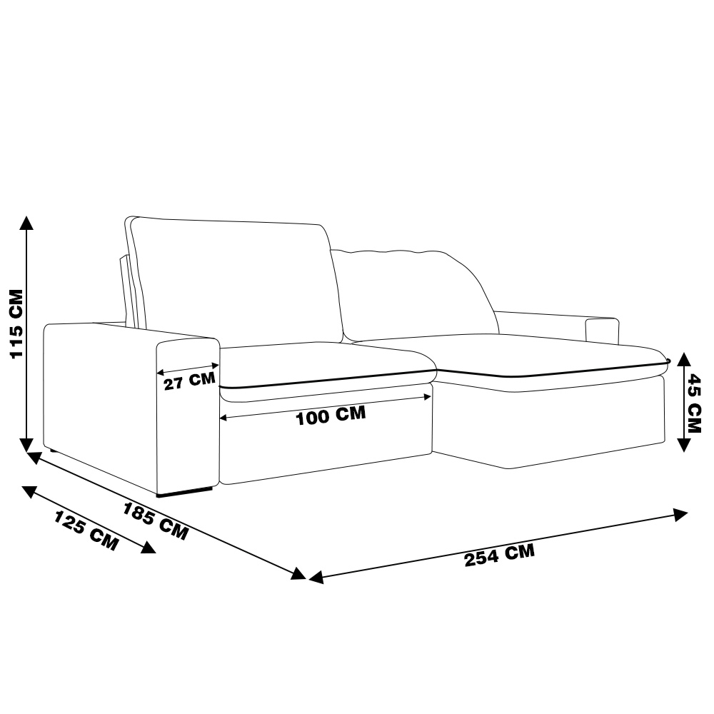 Sofá Retrátil 254 cm Sala de Estar Gabi Suede Azul Marinho G52 - Gran Belo