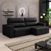 Sofá Retrátil 284cm Nero Couro Preto G52 - Gran Belo