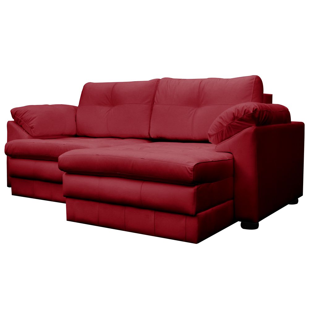 Sofá Retrátil 3 Lugares Bipartido Sala de Estar Piece 215cm Couro Vermelho - Gran Belo