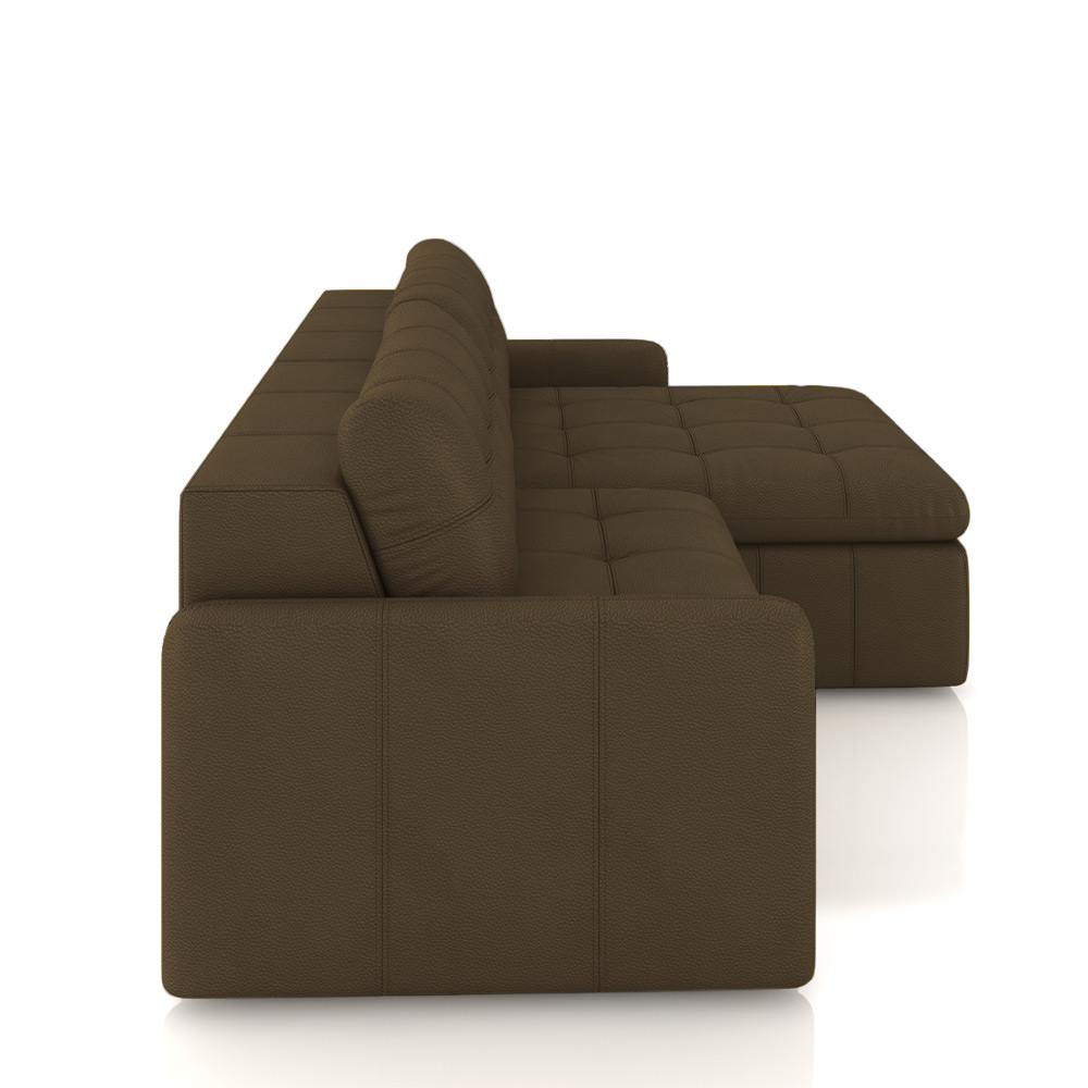 Sofá Retrátil Bipartido Sala de Estar Belém 264cm Couro Capuccino G52 - Gran Belo