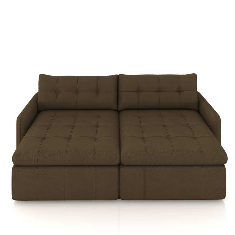 Sofá Retrátil Bipartido Sala de Estar Belém 264cm Couro Capuccino G52 - Gran Belo