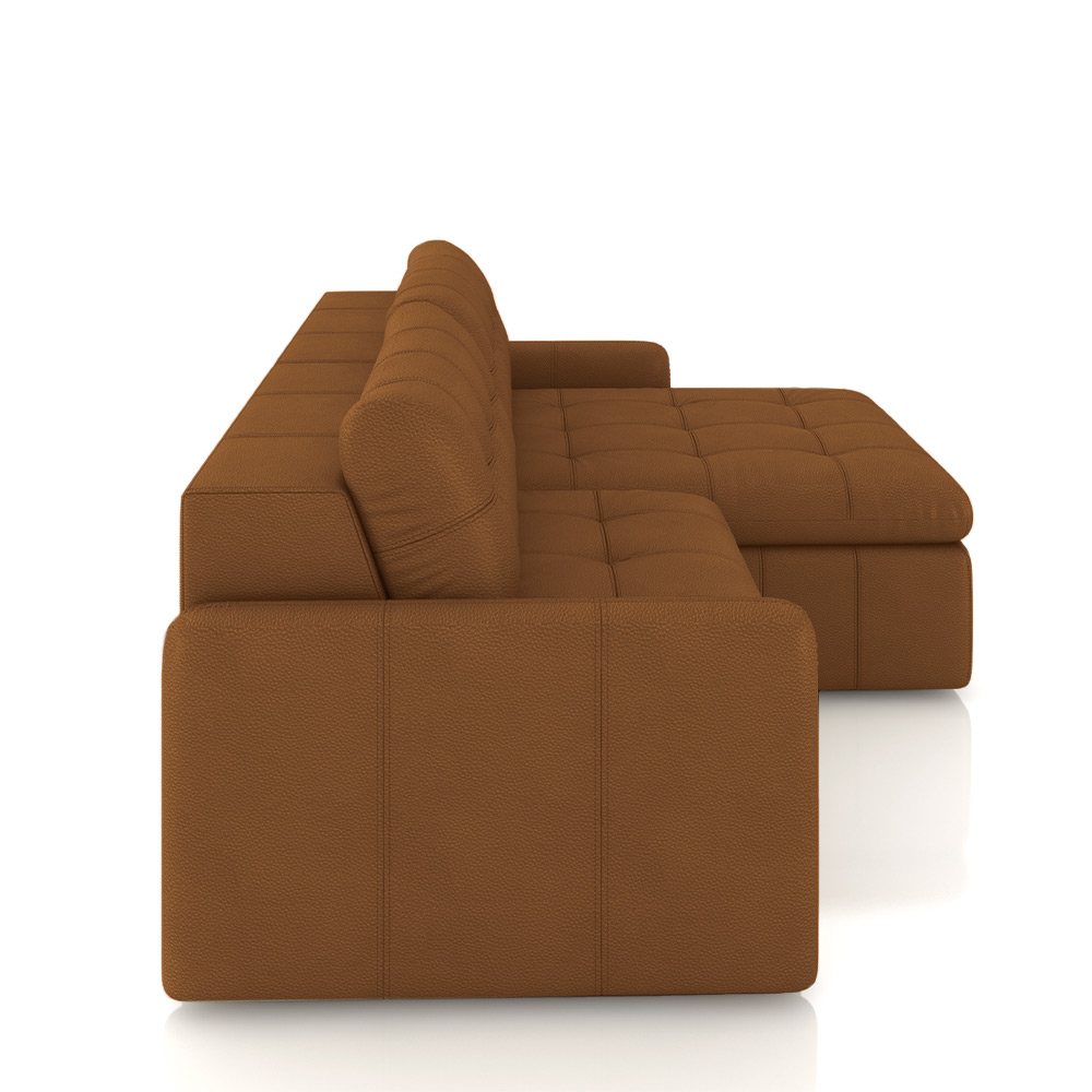 Sofá Retrátil Bipartido Sala de Estar Belém 264cm Couro Caramelo G52 - Gran Belo