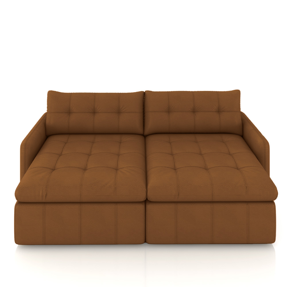 Sofá Retrátil Bipartido Sala de Estar Belém 264cm Couro Caramelo G52 - Gran Belo
