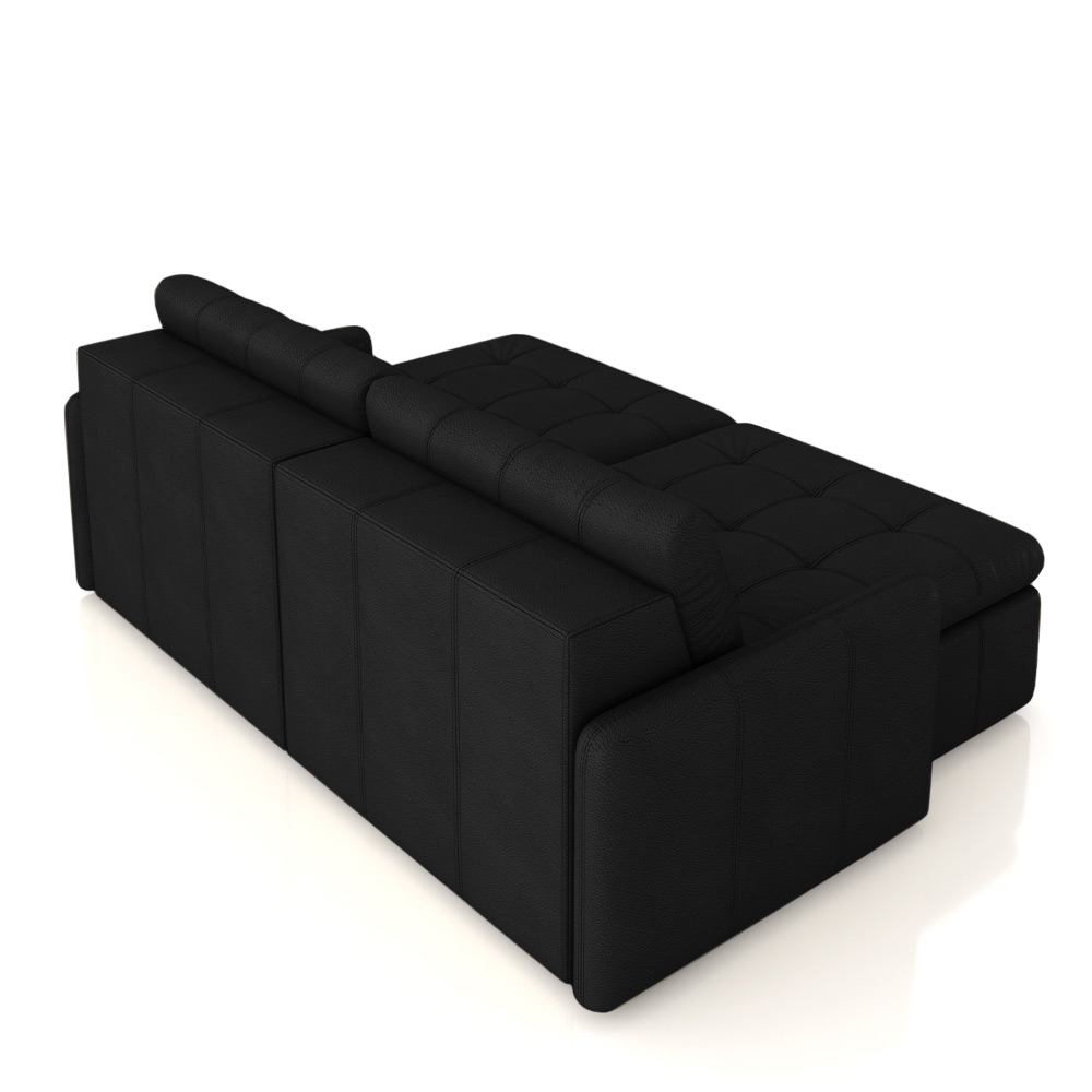 Sofá Retrátil Bipartido Sala de Estar Belém 264cm Couro Preto G52 - Gran Belo