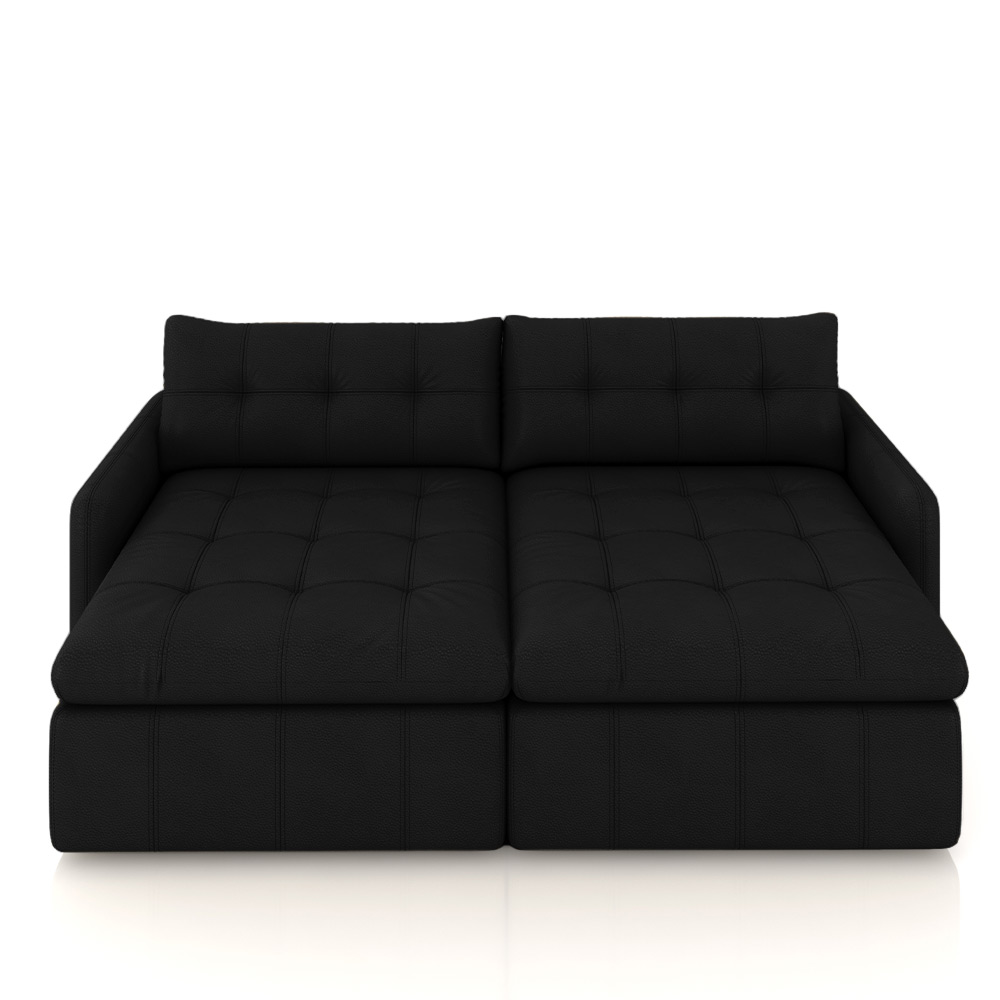 Sofá Retrátil Bipartido Sala de Estar Belém 264cm Couro Preto G52 - Gran Belo