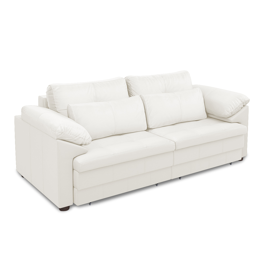 Sofá Retrátil Elétrico Sala de Estar Nolan Bipartido 215cm Conforto Premium em Couro Branco G58 - Gran Belo
