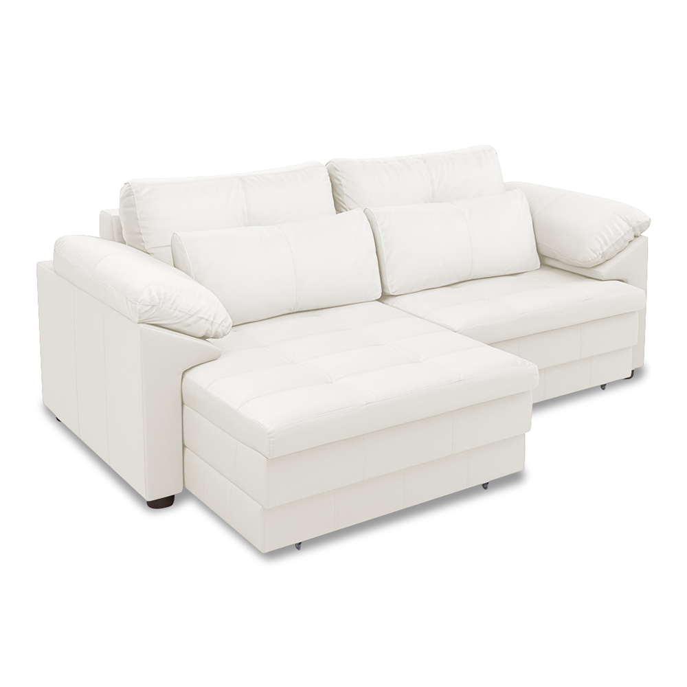 Sofá Retrátil Elétrico Sala de Estar Nolan Bipartido 215cm Conforto Premium em Couro Branco G58 - Gran Belo
