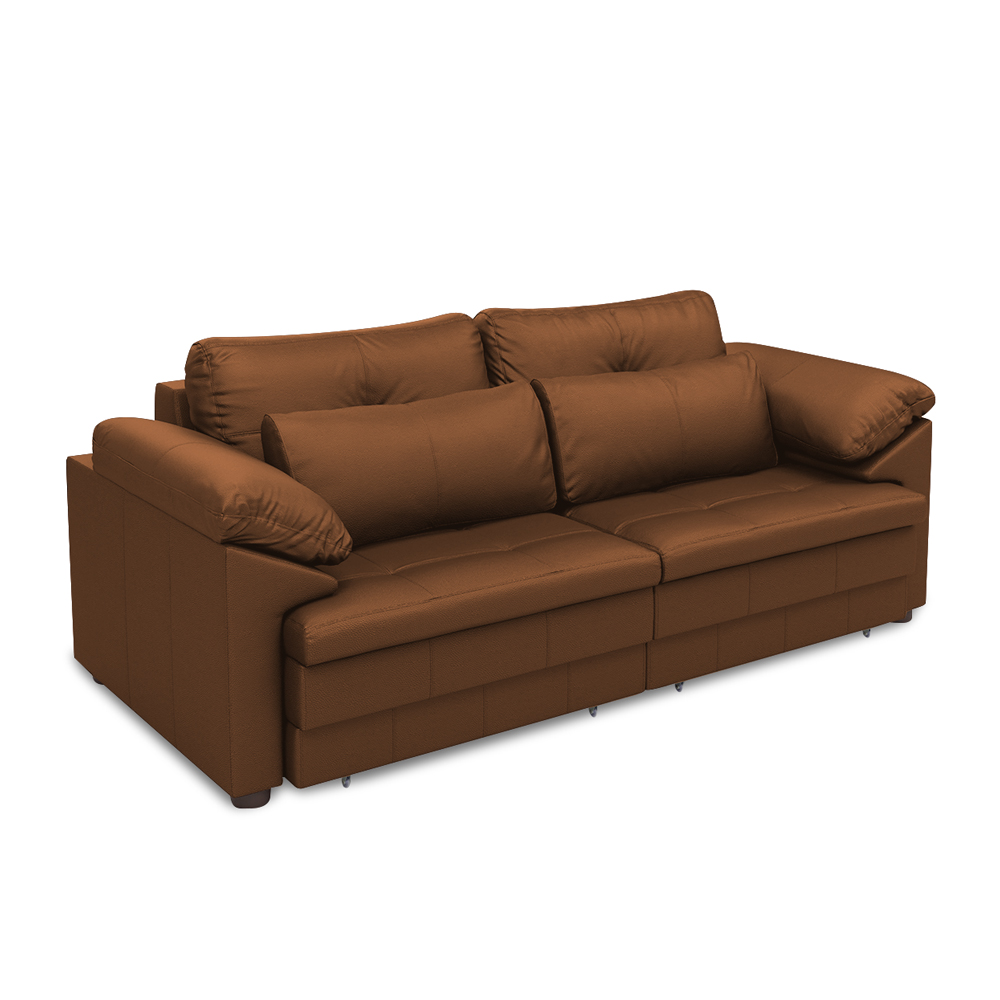 Sofá Retrátil Elétrico Sala de Estar Nolan Bipartido 215cm Conforto Premium em Couro Caramelo G58 - Gran Belo