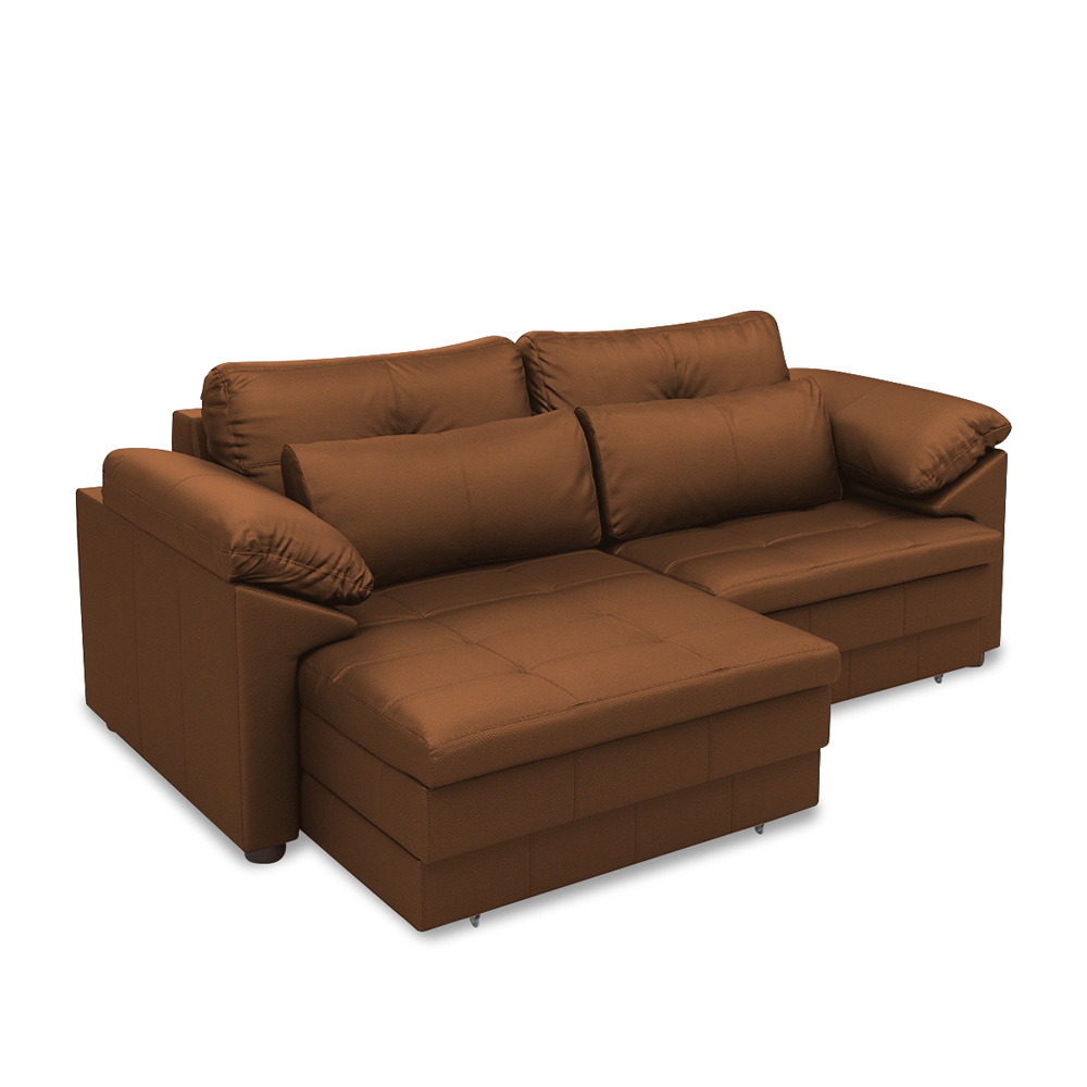 Sofá Retrátil Elétrico Sala de Estar Nolan Bipartido 215cm Conforto Premium em Couro Caramelo G58 - Gran Belo