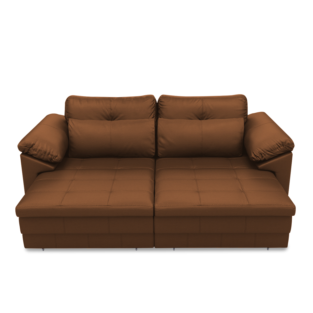 Sofá Retrátil Elétrico Sala de Estar Nolan Bipartido 215cm Conforto Premium em Couro Caramelo G58 - Gran Belo