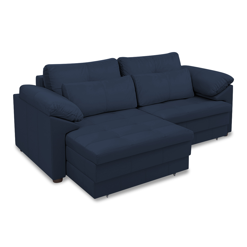 Sofá Retrátil Elétrico Sala de Estar Nolan Bipartido 250cm Conforto Premium em Couro Azul Marinho G58 - Gran Belo