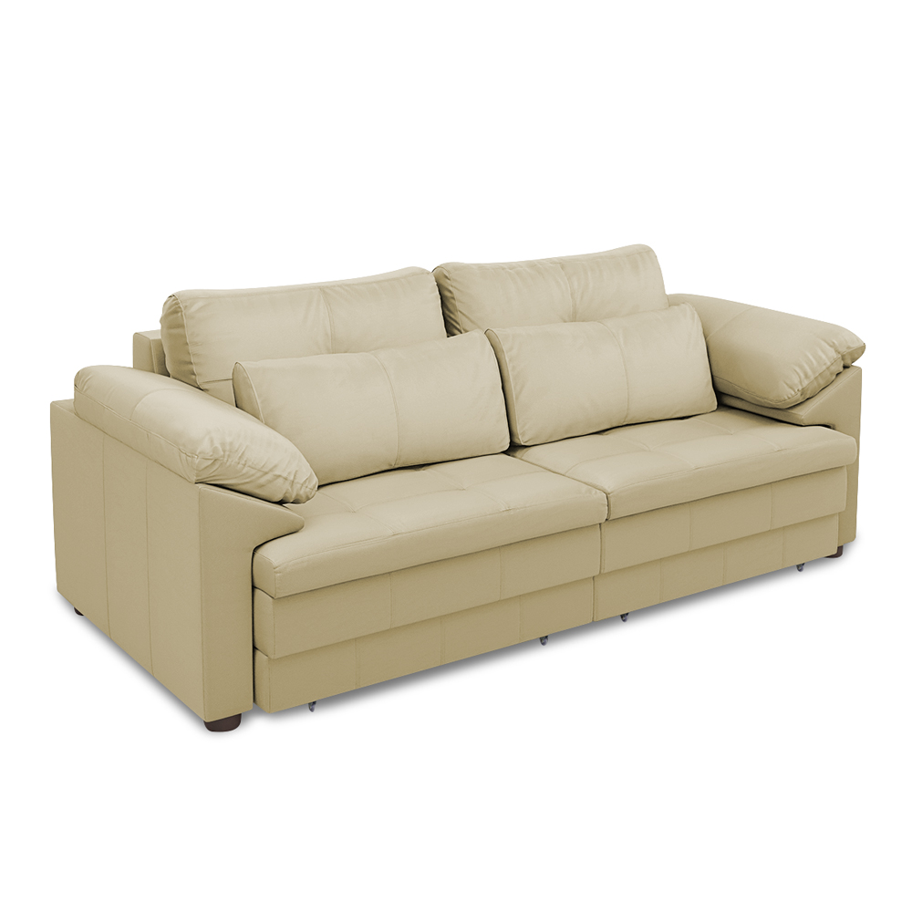 Sofá Retrátil Elétrico Sala de Estar Nolan Bipartido 250cm Conforto Premium em Couro Bege G58 - Gran Belo