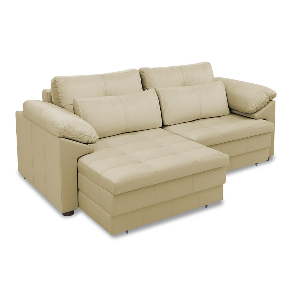 Sofá Retrátil Elétrico Sala de Estar Nolan Bipartido 250cm Conforto Premium em Couro Bege G58 - Gran Belo