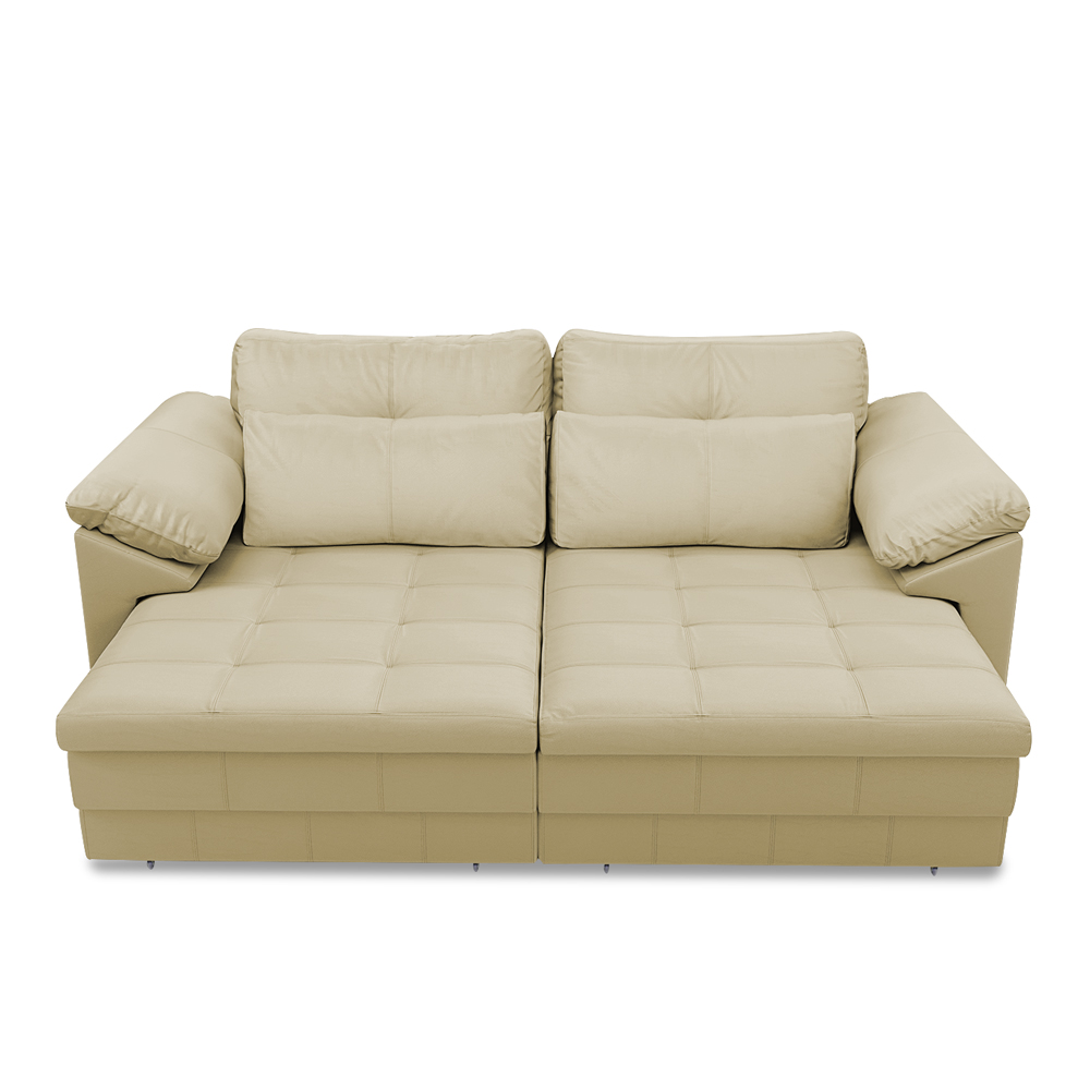 Sofá Retrátil Elétrico Sala de Estar Nolan Bipartido 250cm Conforto Premium em Couro Bege G58 - Gran Belo