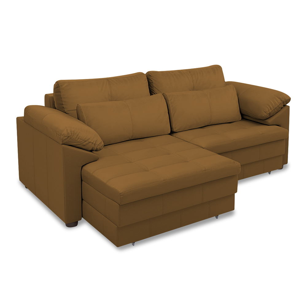 Sofá Retrátil Elétrico Sala de Estar Nolan Bipartido 250cm Conforto Premium em Couro Mel G58 - Gran Belo