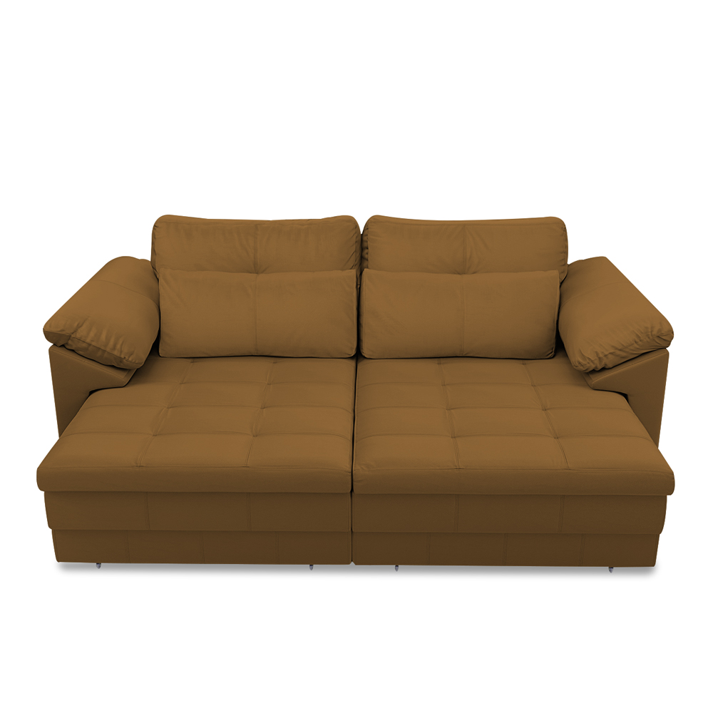 Sofá Retrátil Elétrico Sala de Estar Nolan Bipartido 250cm Conforto Premium em Couro Mel G58 - Gran Belo