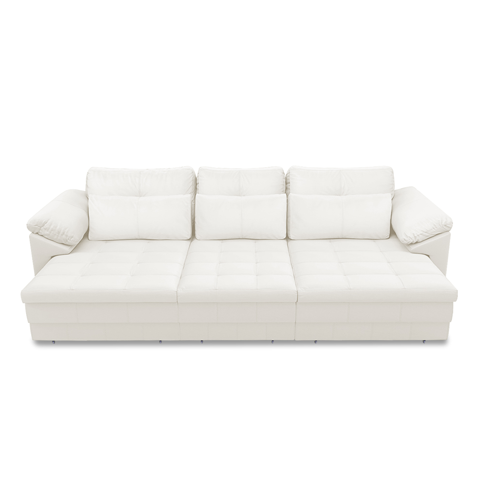 Sofá Retrátil Elétrico Sala de Estar Nolan Bipartido 257cm Conforto Premium em Couro Branco G58 - Gran Belo