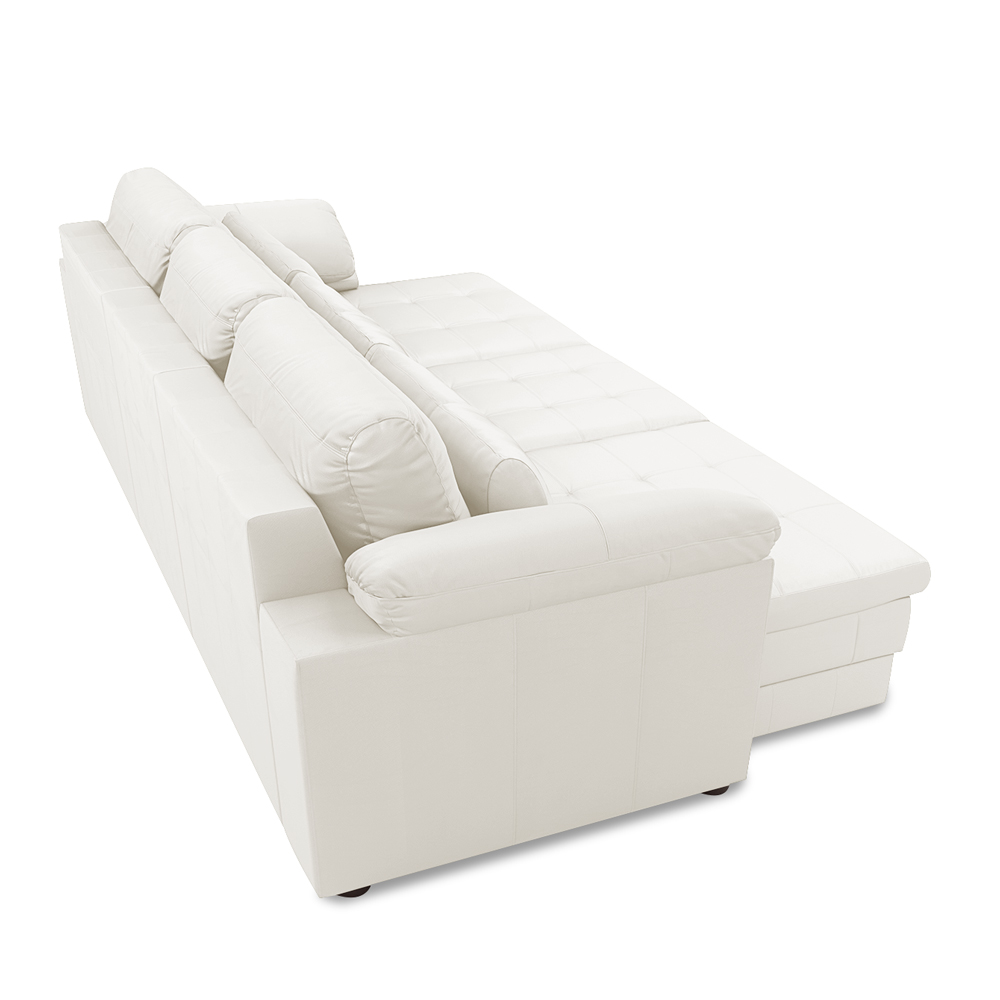 Sofá Retrátil Elétrico Sala de Estar Nolan Bipartido 257cm Conforto Premium em Couro Branco G58 - Gran Belo