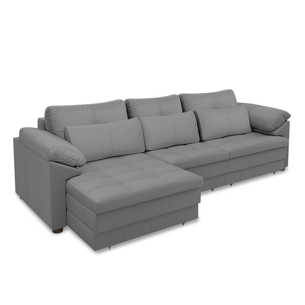 Sofá Retrátil Elétrico Sala de Estar Nolan Bipartido 257cm Conforto Premium em Couro Cinza G58 - Gran Belo