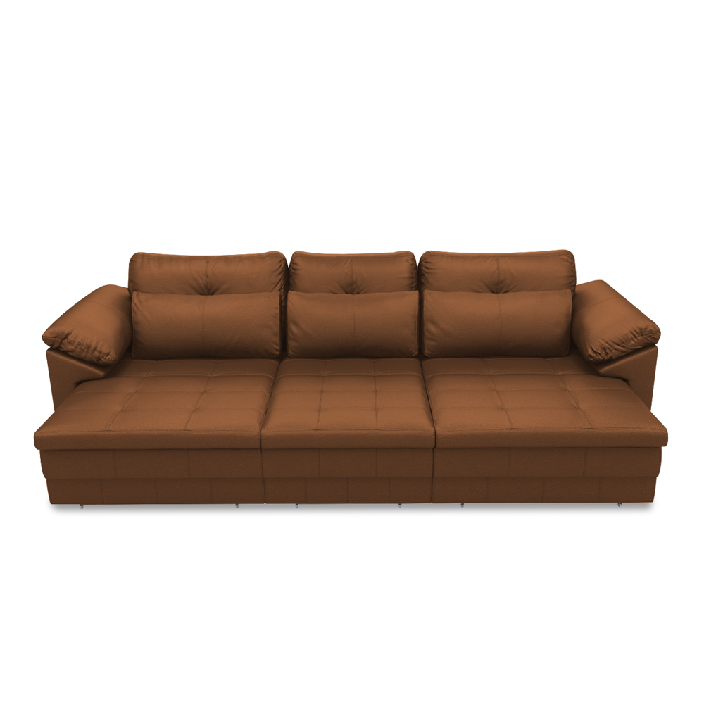 Sofá Retrátil Elétrico Sala de Estar Nolan Bipartido 297cm Conforto Premium em Couro Caramelo G58 - Gran Belo