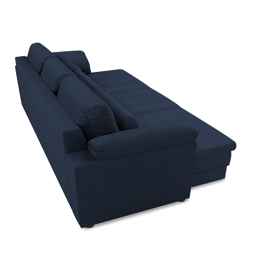 Sofá Retrátil Elétrico Sala de Estar Nolan Bipartido 332cm Conforto Premium em Couro Azul Marinho G58 - Gran Belo