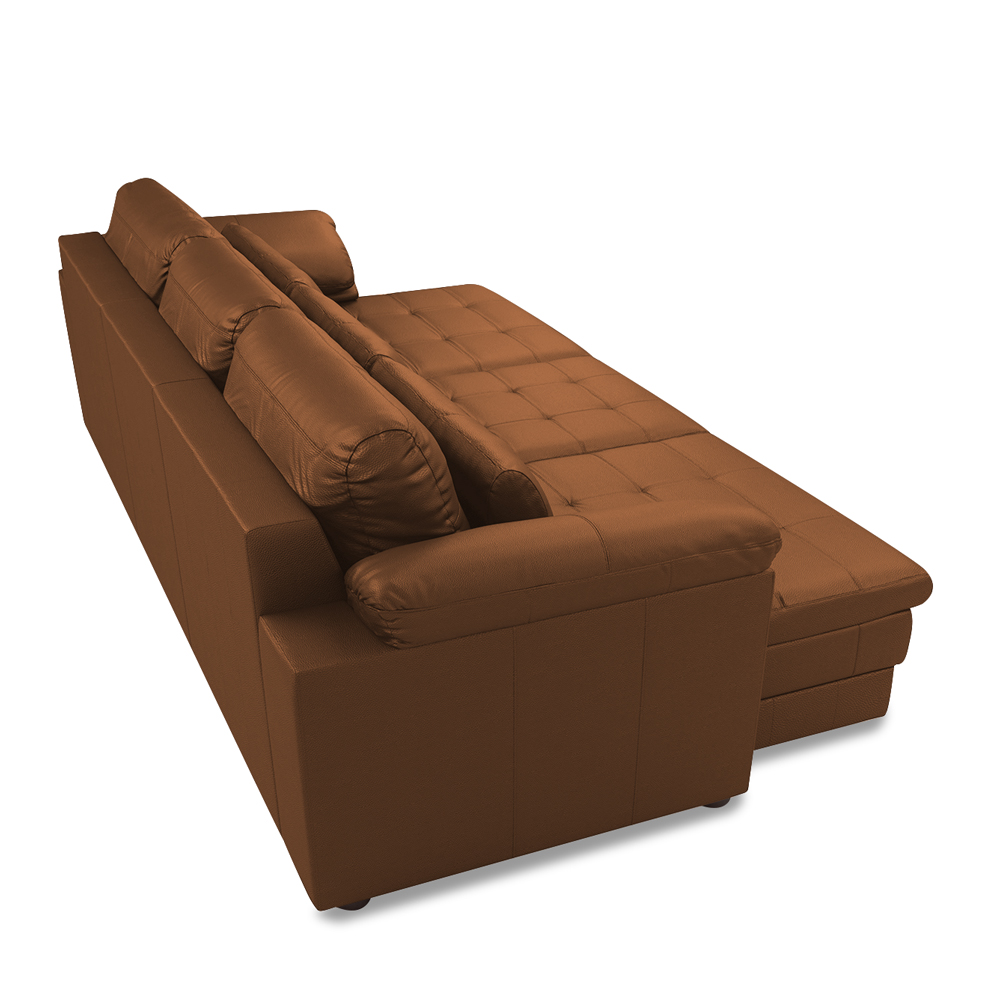 Sofá Retrátil Elétrico Sala de Estar Nolan Bipartido 332cm Conforto Premium em Couro Caramelo G58 - Gran Belo