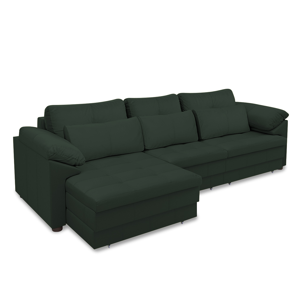 Sofá Retrátil Elétrico Sala de Estar Nolan Bipartido 332cm Conforto Premium em Couro Verde G58 - Gran Belo