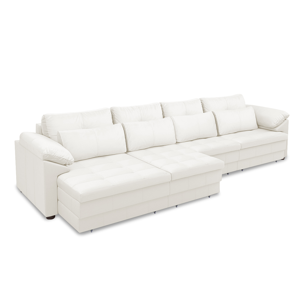 Sofá Retrátil Elétrico Sala de Estar Nolan Bipartido 339cm Conforto Premium em Couro Branco G58 - Gran Belo