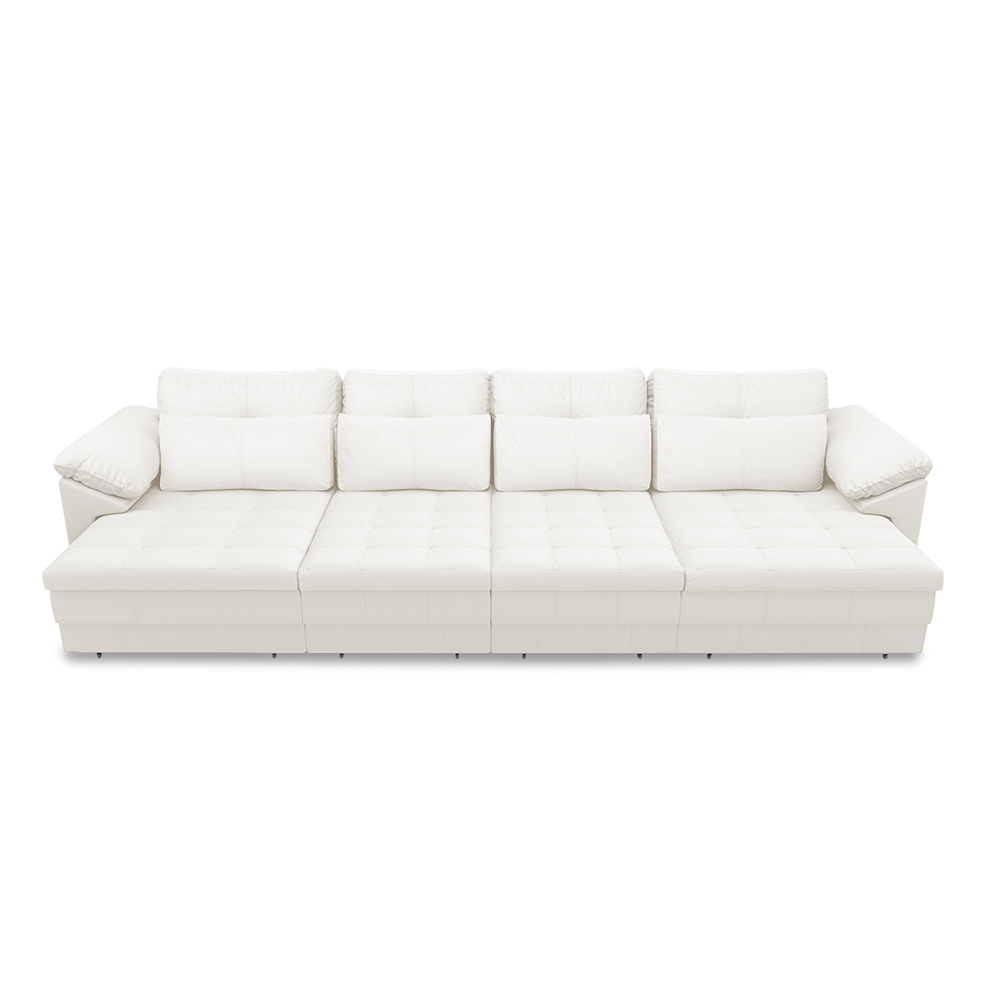 Sofá Retrátil Elétrico Sala de Estar Nolan Bipartido 339cm Conforto Premium em Couro Branco G58 - Gran Belo