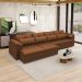 Sofá Retrátil Elétrico Sala de Estar Nolan Bipartido 339cm Conforto Premium em Couro Caramelo G58 - Gran Belo