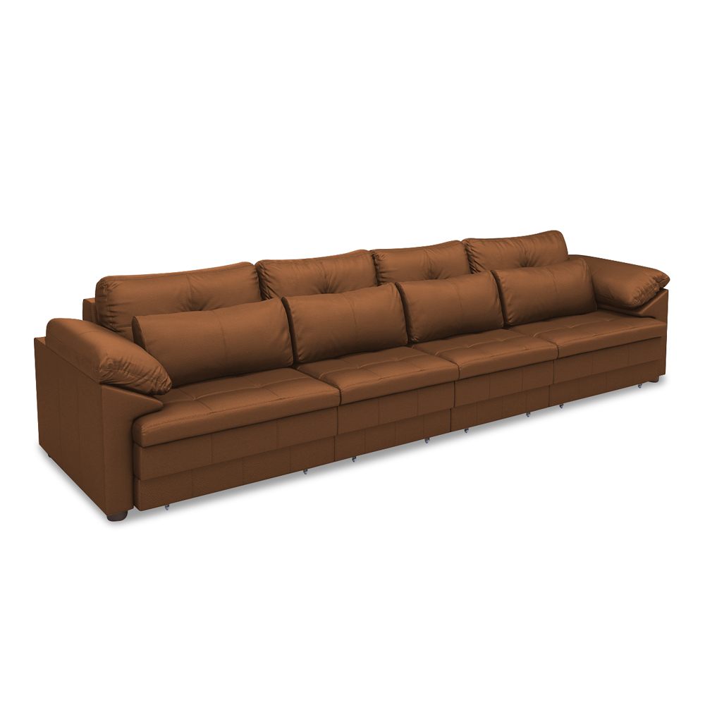 Sofá Retrátil Elétrico Sala de Estar Nolan Bipartido 339cm Conforto Premium em Couro Caramelo G58 - Gran Belo