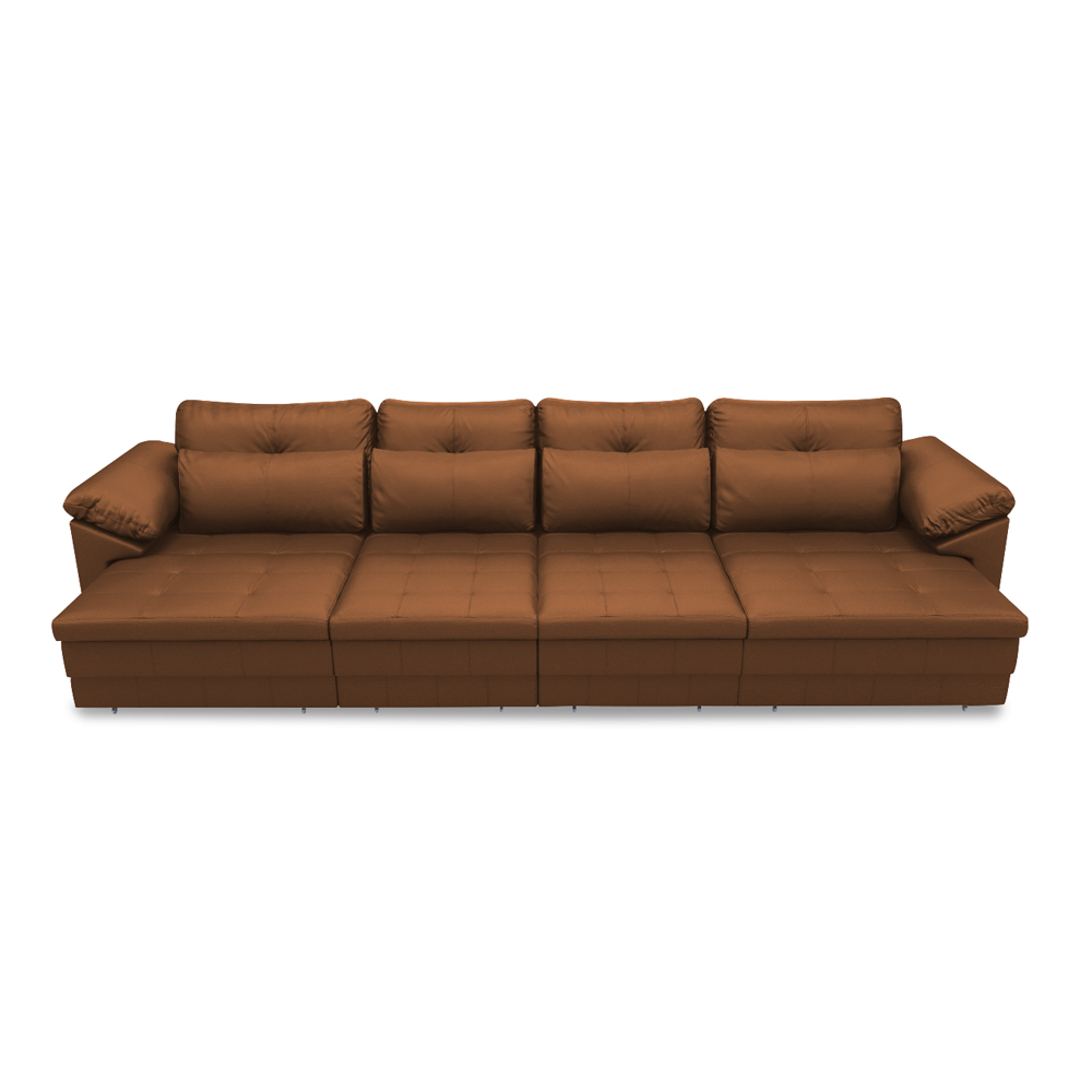 Sofá Retrátil Elétrico Sala de Estar Nolan Bipartido 339cm Conforto Premium em Couro Caramelo G58 - Gran Belo