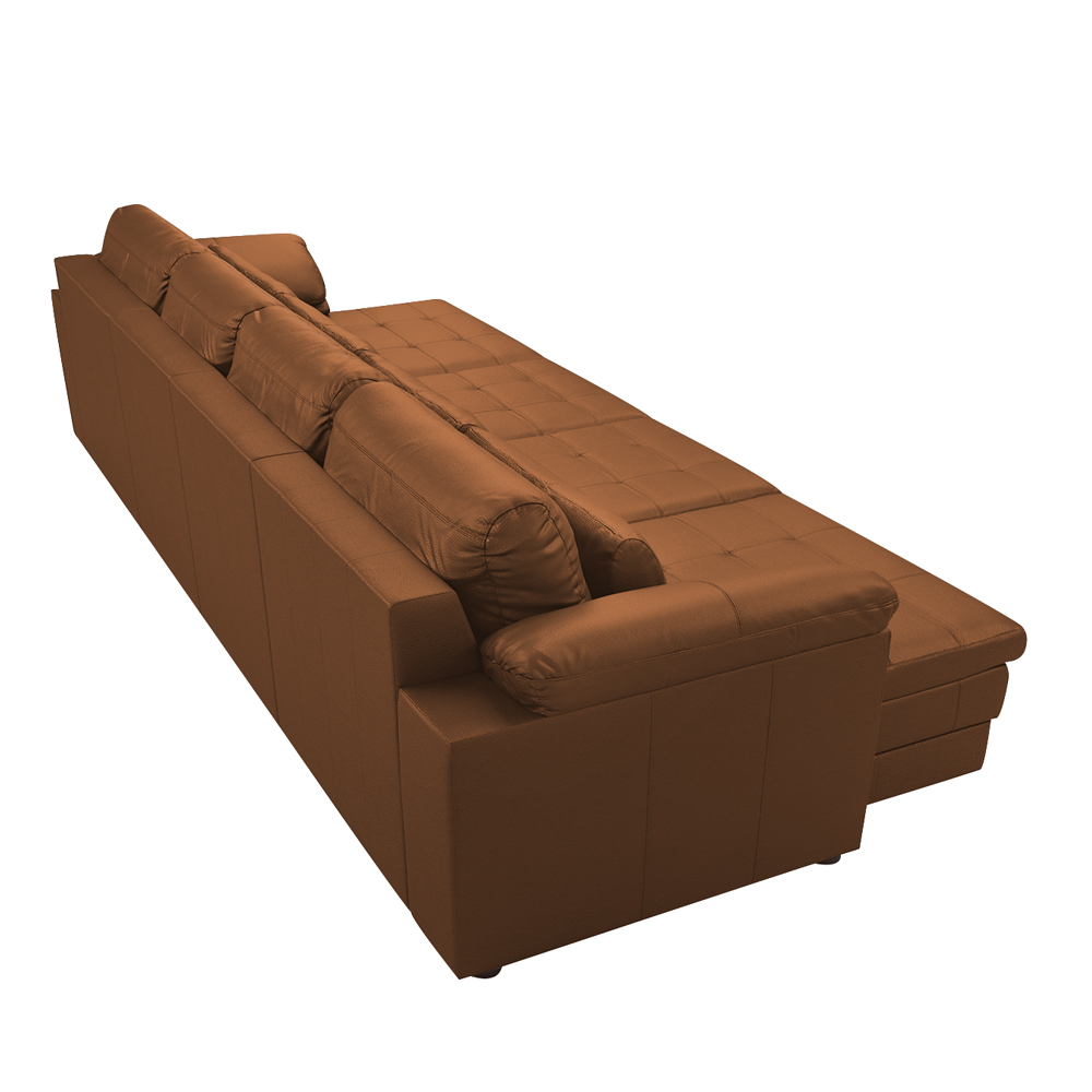 Sofá Retrátil Elétrico Sala de Estar Nolan Bipartido 339cm Conforto Premium em Couro Caramelo G58 - Gran Belo