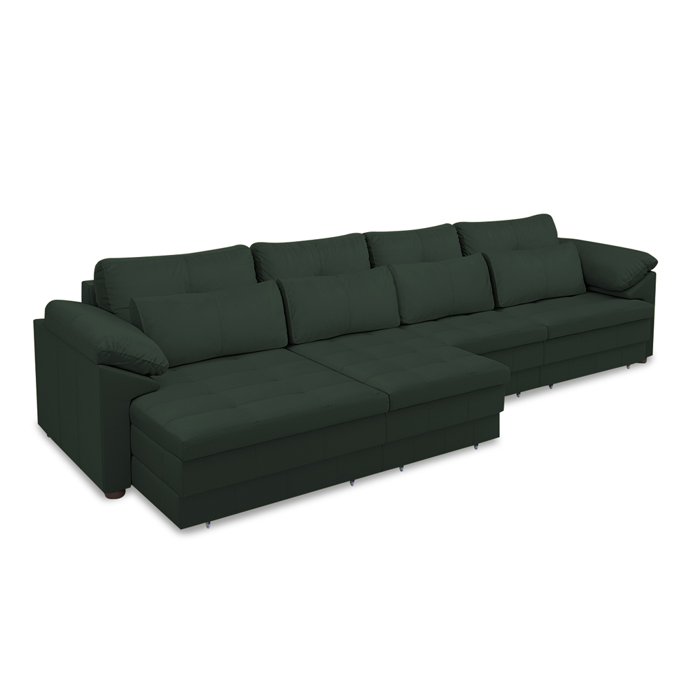 Sofá Retrátil Elétrico Sala de Estar Nolan Bipartido 339cm Conforto Premium em Couro Verde G58 - Gran Belo