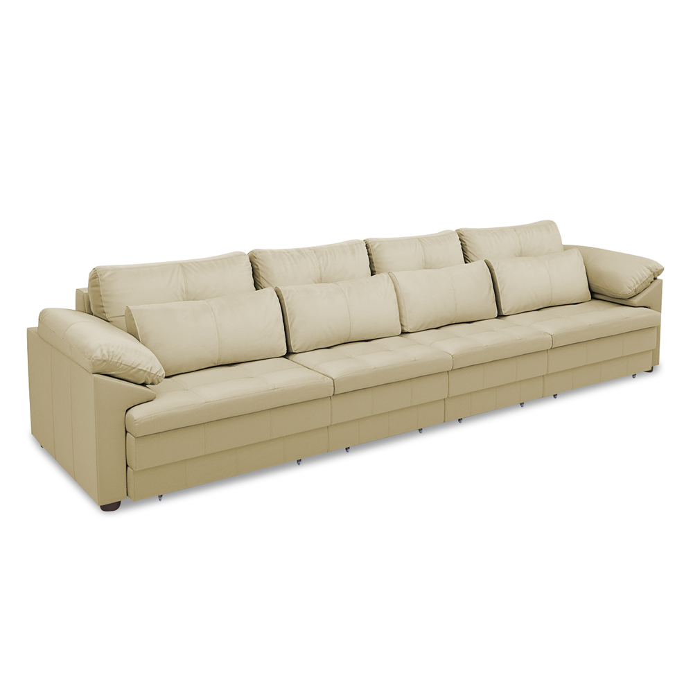 Sofá Retrátil Elétrico Sala de Estar Nolan Bipartido 379cm Conforto Premium em Couro Bege G58 - Gran Belo