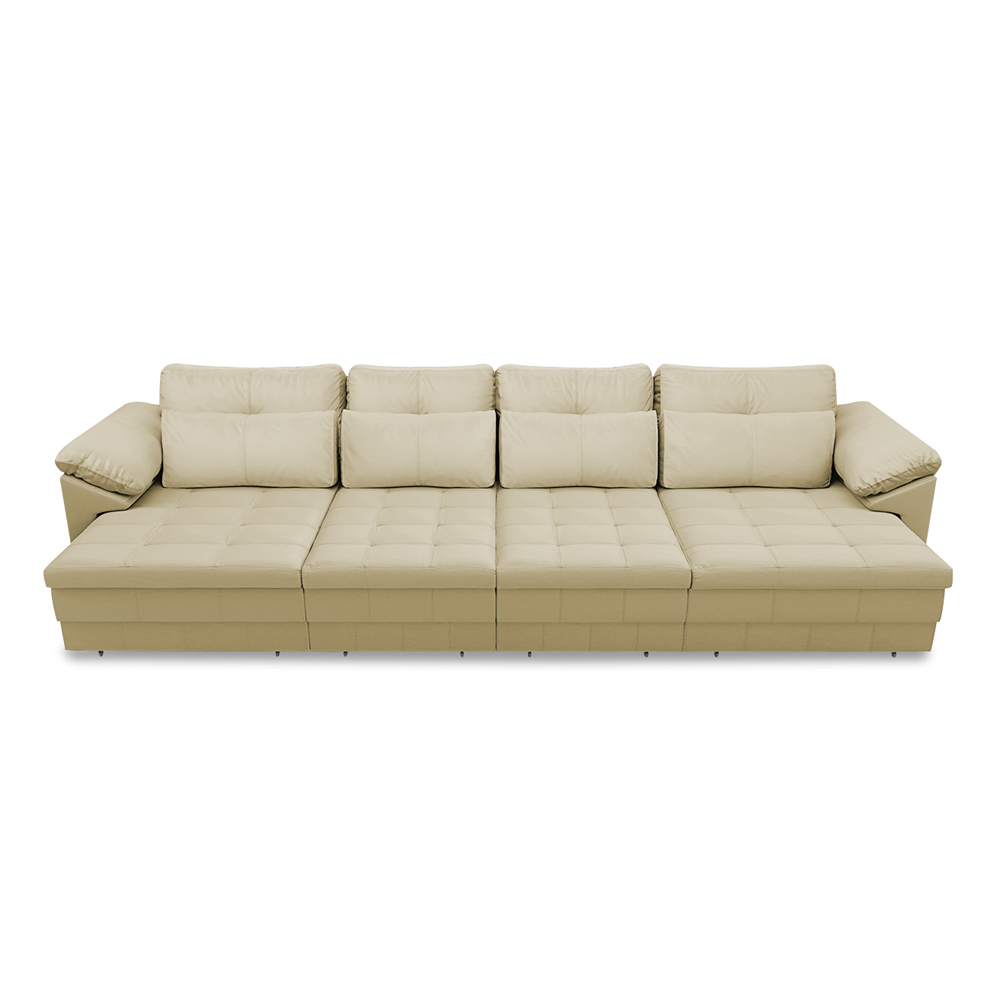 Sofá Retrátil Elétrico Sala de Estar Nolan Bipartido 379cm Conforto Premium em Couro Bege G58 - Gran Belo