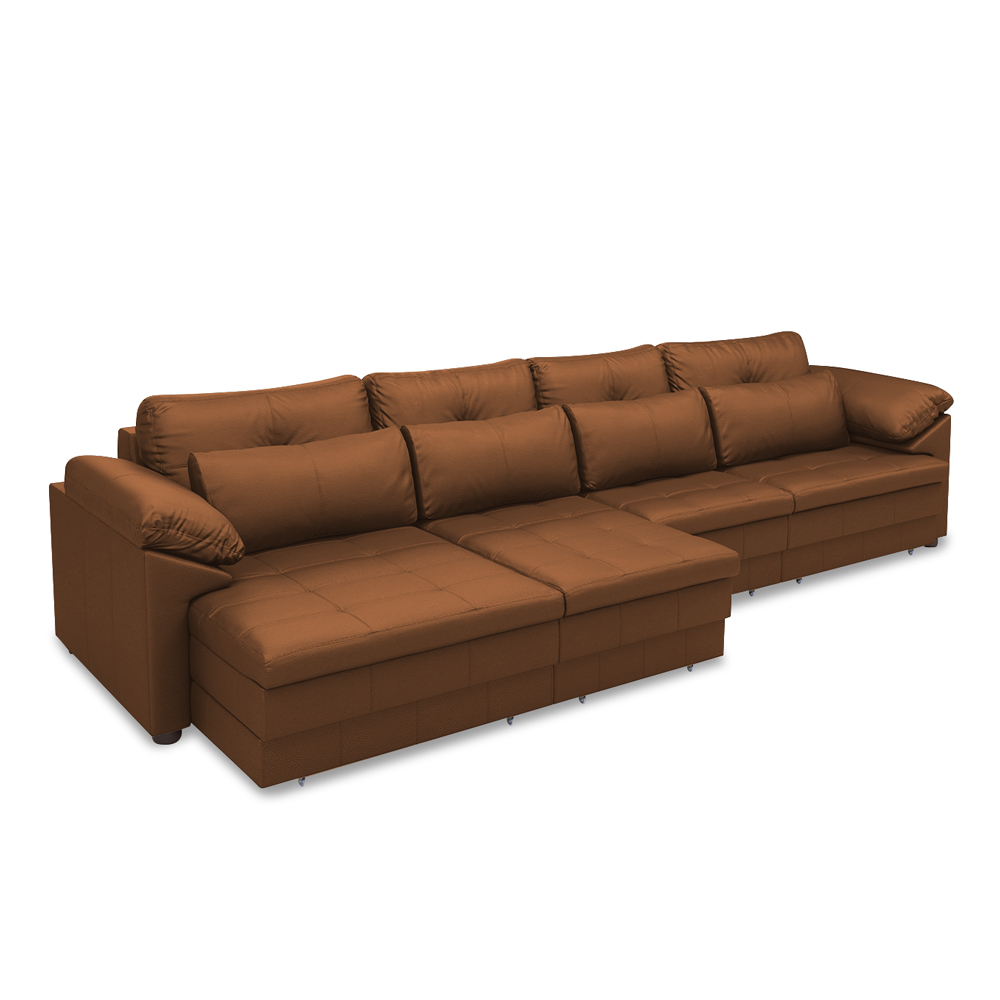 Sofá Retrátil Elétrico Sala de Estar Nolan Bipartido 379cm Conforto Premium em Couro Caramelo G58 - Gran Belo